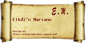 Elkán Mariann névjegykártya